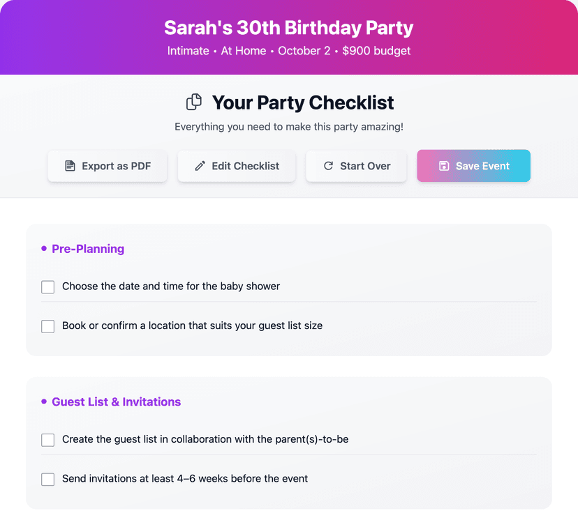 Get Your Custom Party Plan